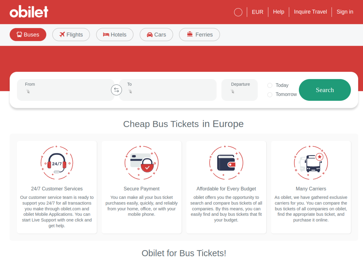 obilet.com web sitesi önizlemesi