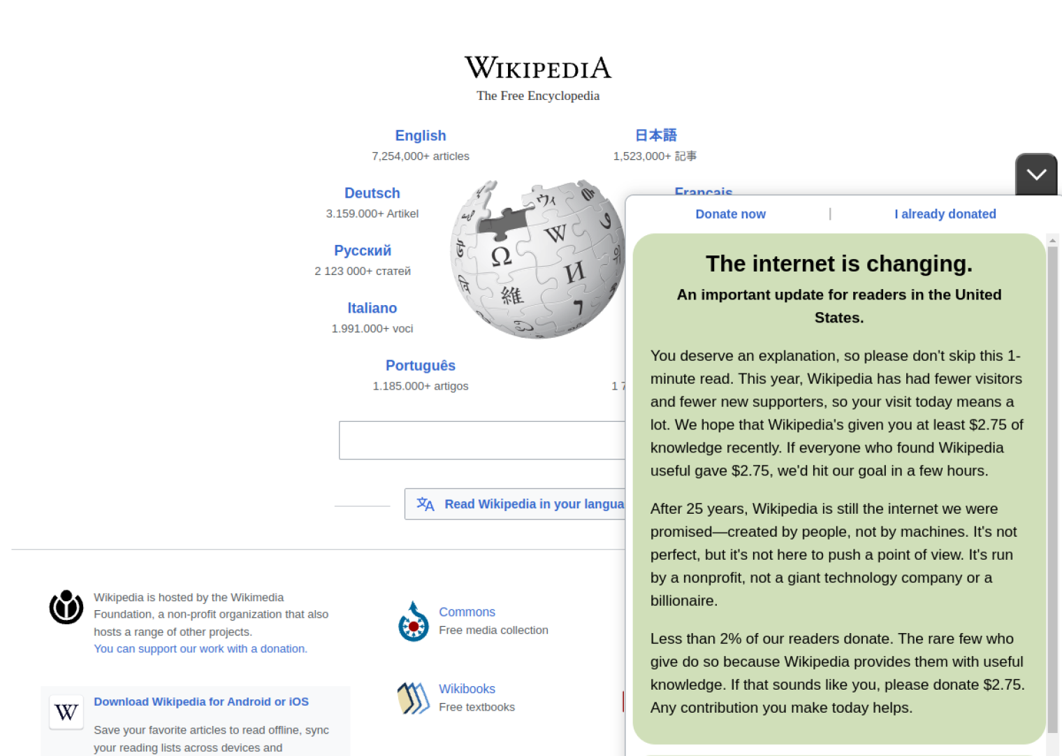 wikipedia.org web sitesi önizlemesi