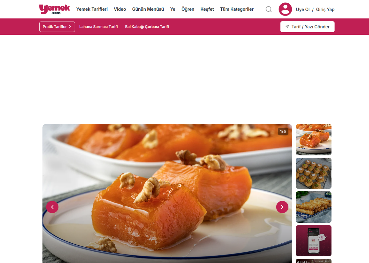 yemek.com website preview