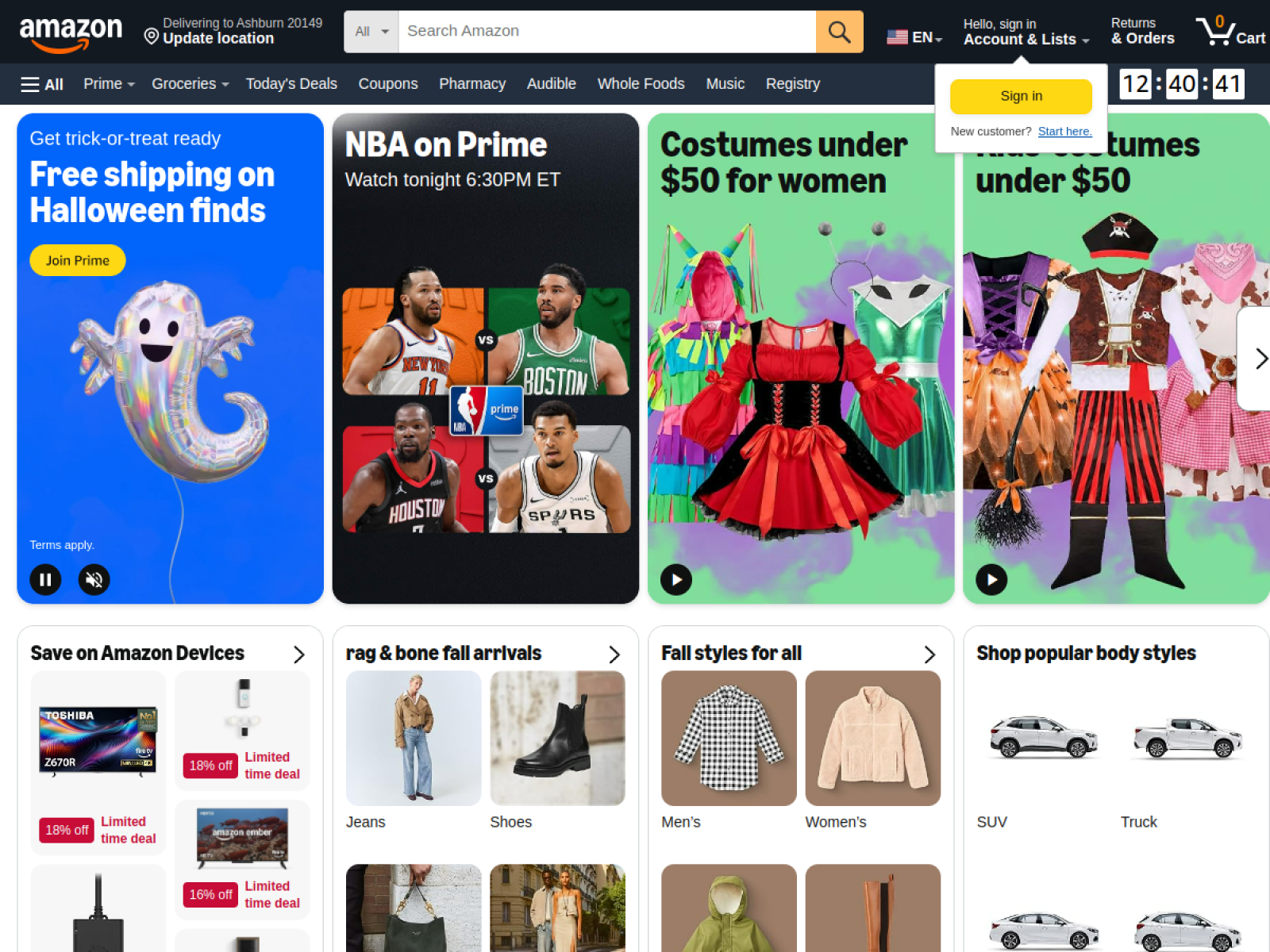 Amazon web sitesi önizlemesi