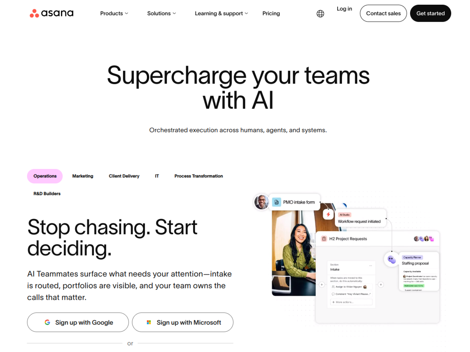 Asana web sitesi önizlemesi