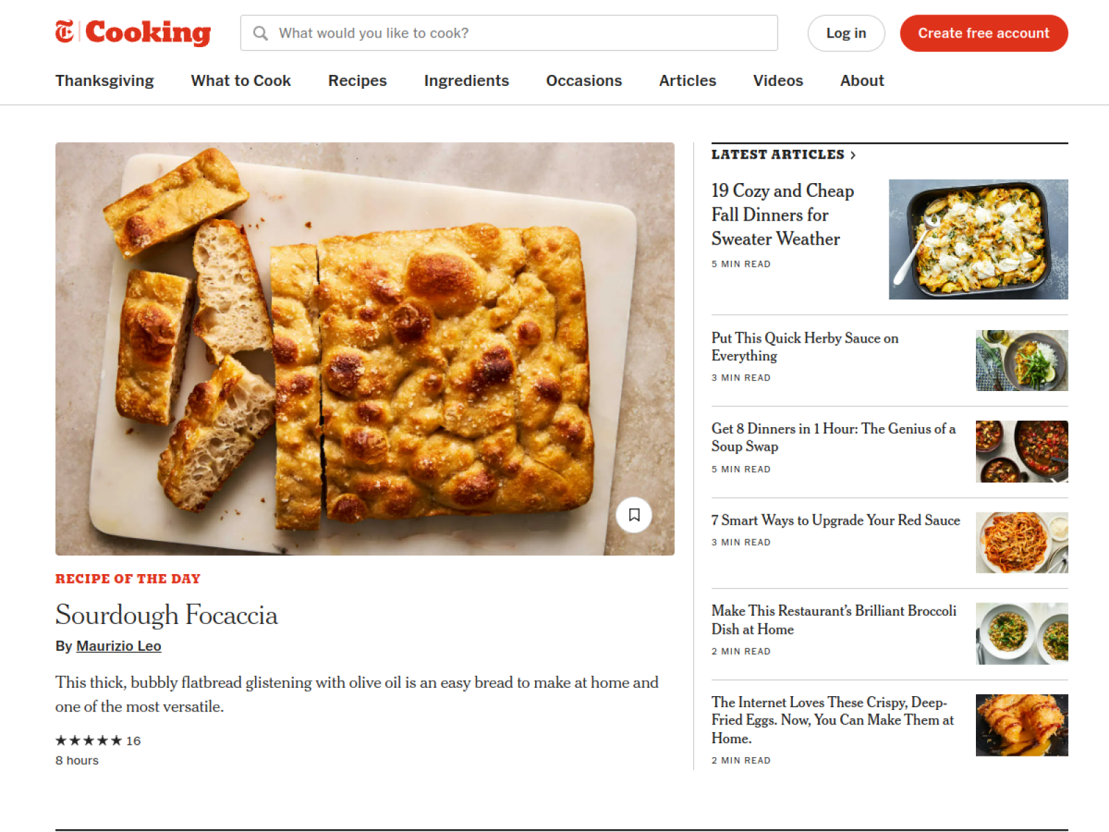 NYT Cooking website preview