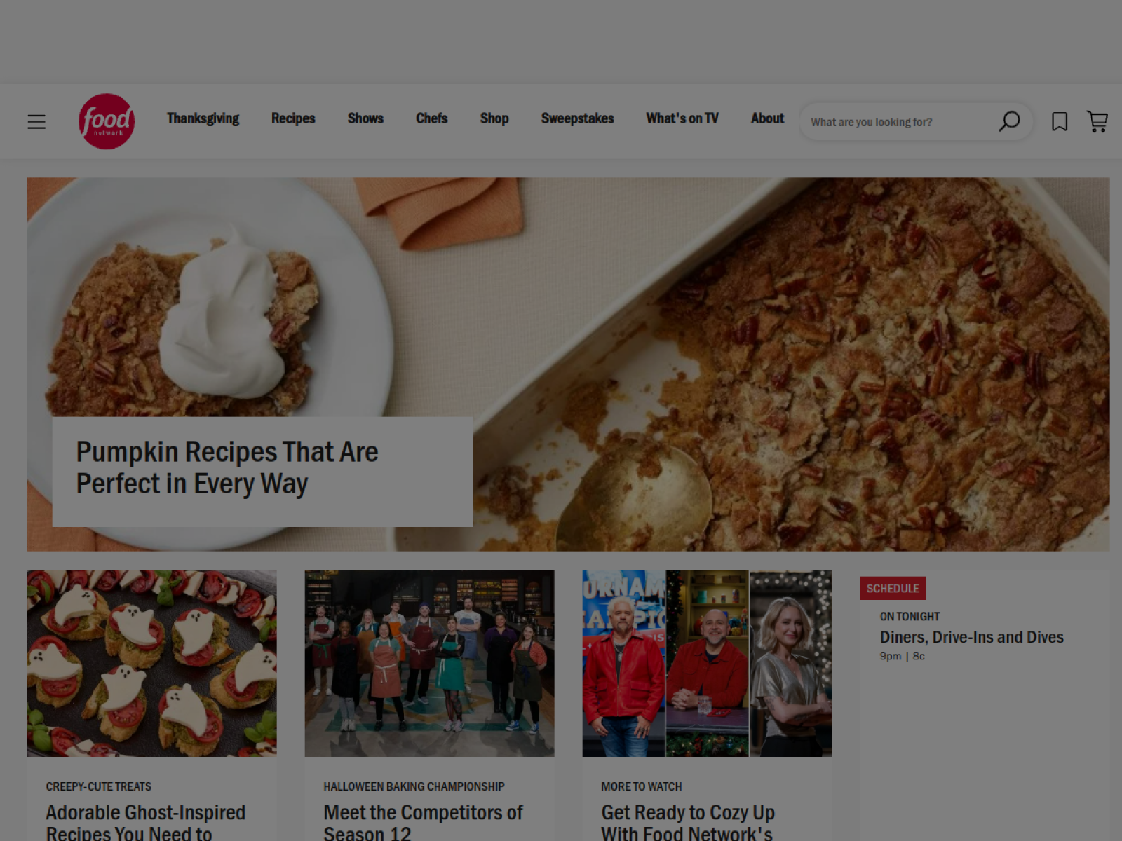 Food Network website preview