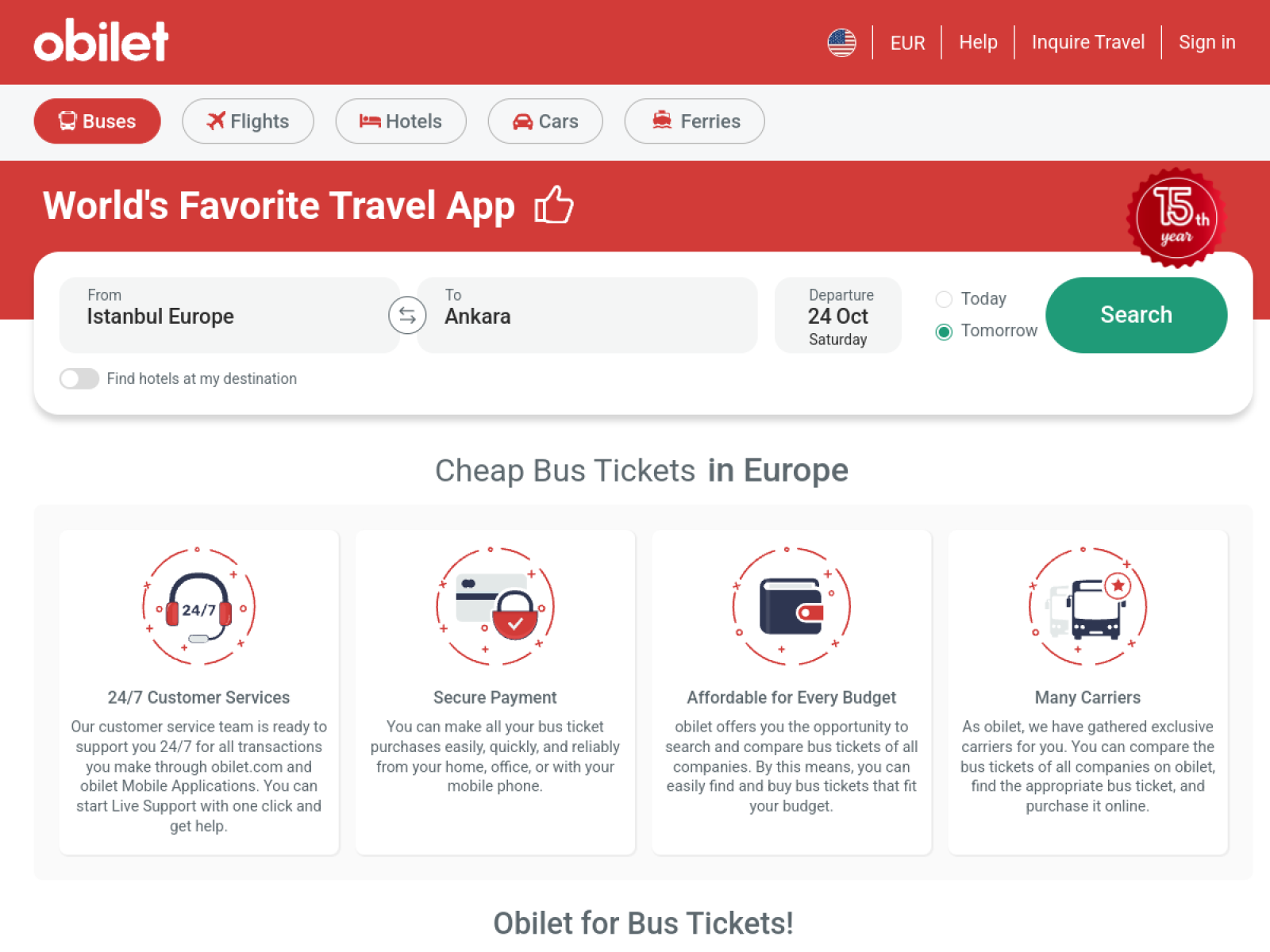 Obilet website preview
