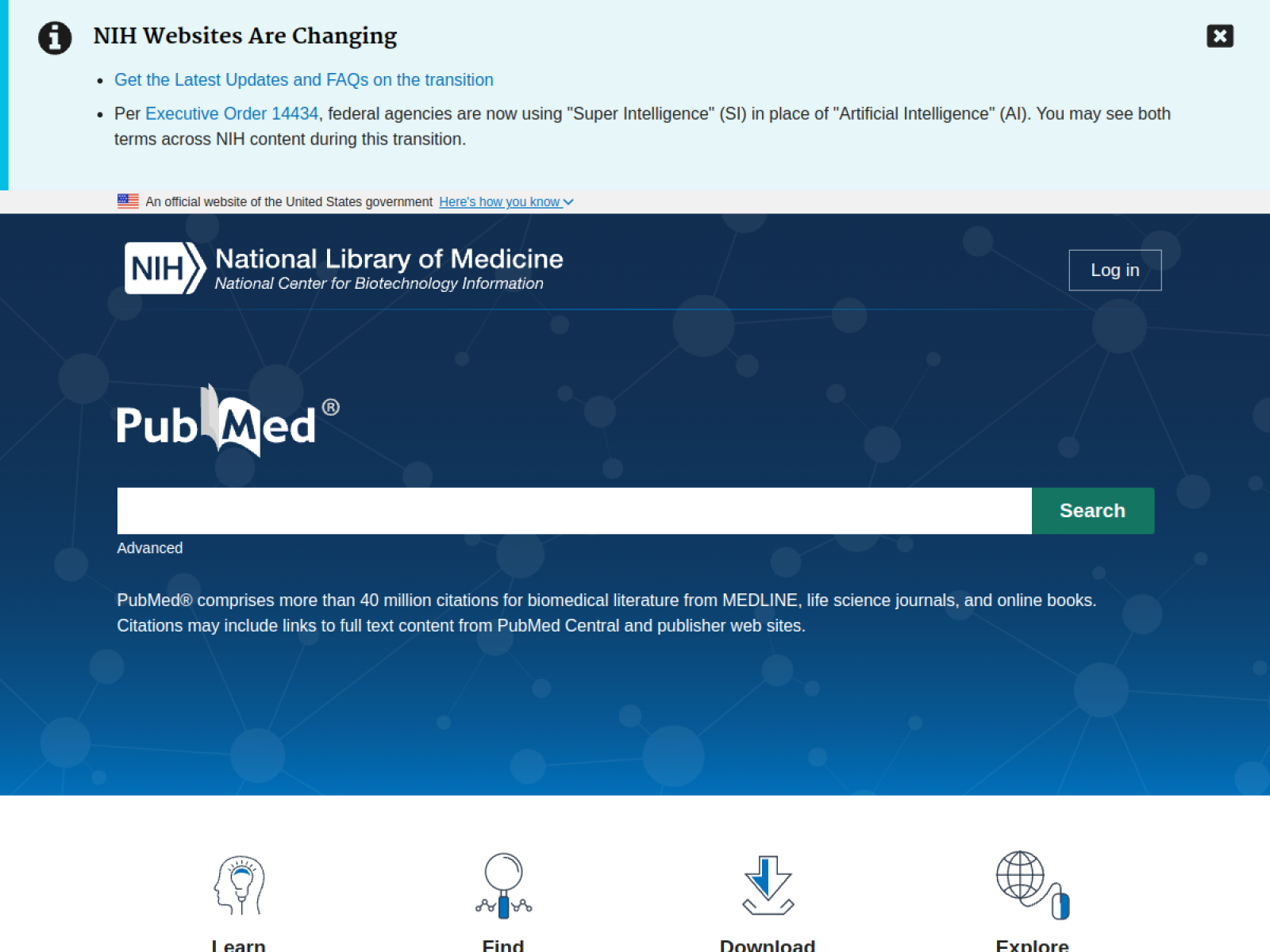 PubMed web sitesi önizlemesi