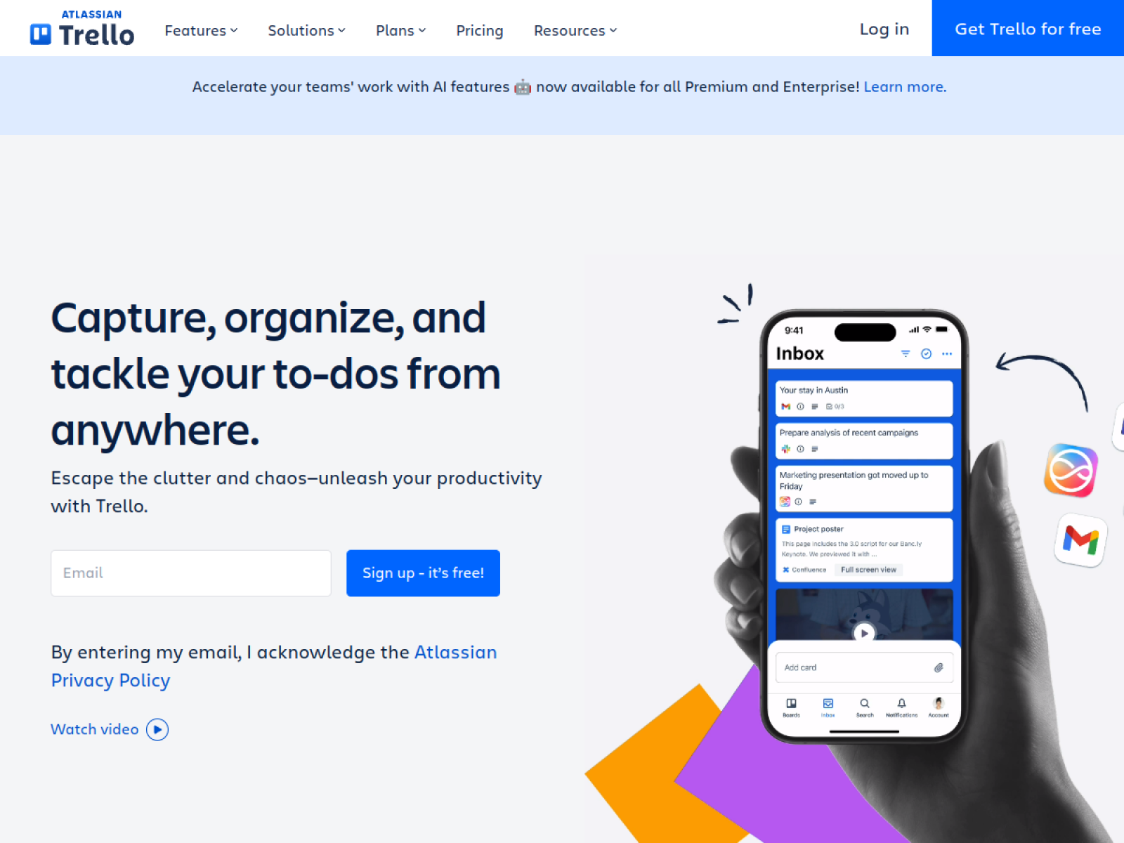 Trello web sitesi önizlemesi