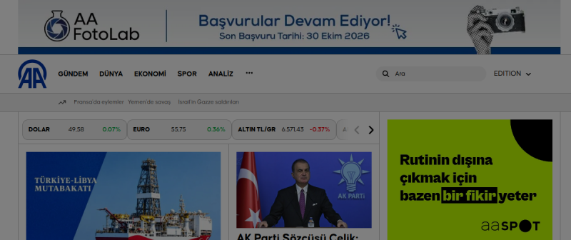 Anadolu Ajansı — web sitesi önizlemesi