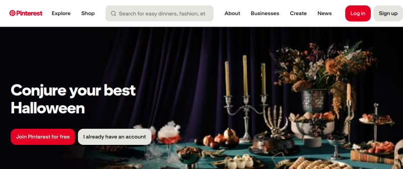 Pinterest website preview