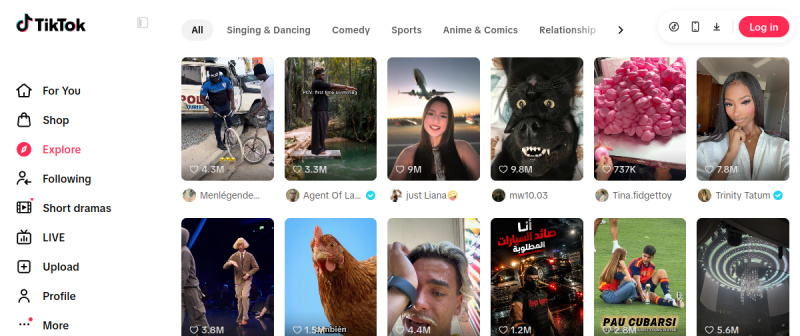 TikTok website preview