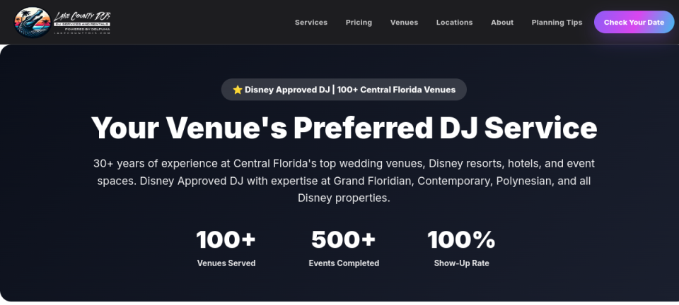 Lake County DJs — Venue discovery website preview