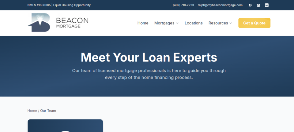 My Beacon Mortgage — Loan team website preview