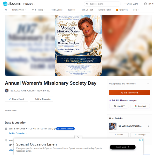 Annual Women's Missionary Society Day - AllEvents