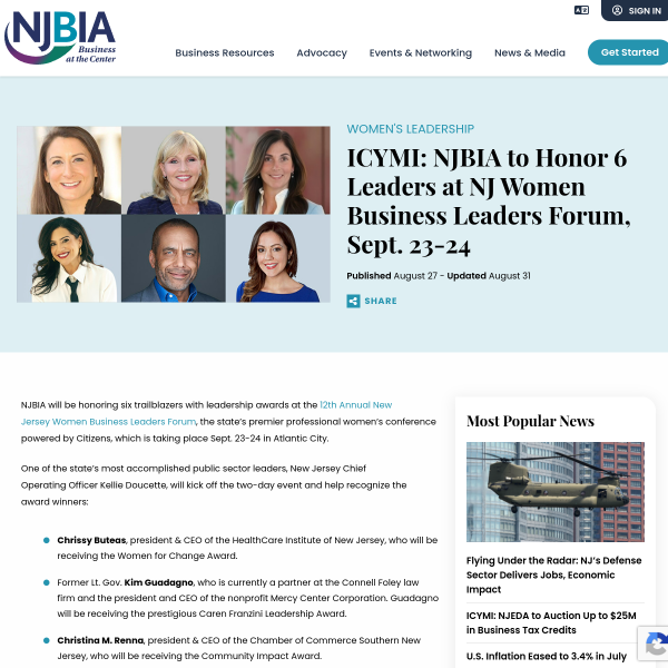 ICYMI: NJBIA to Honor 6 Leaders at NJ Women Business Leaders ...