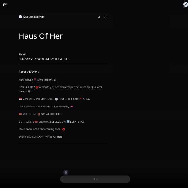 Haus Of Her | A DJ Sammiblendz | Sun, Sep 20, 2026 | Six26 - Posh
