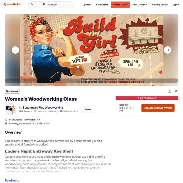 Women's Woodworking Class Tickets, Saturday, September 12 - Eventbrite
