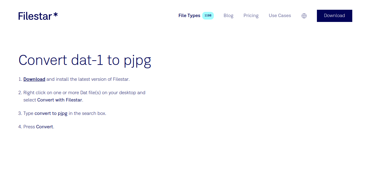 Filestar* | Convert dat-1 to pjpg