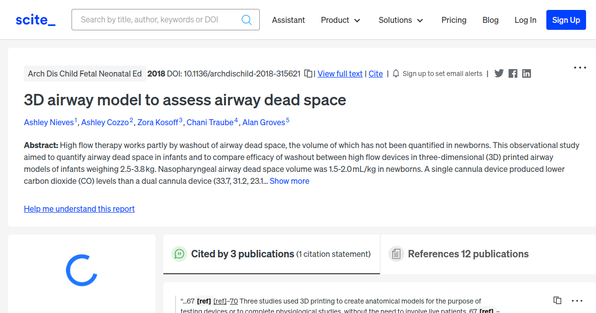 3D airway model to assess airway dead space - [scite report]