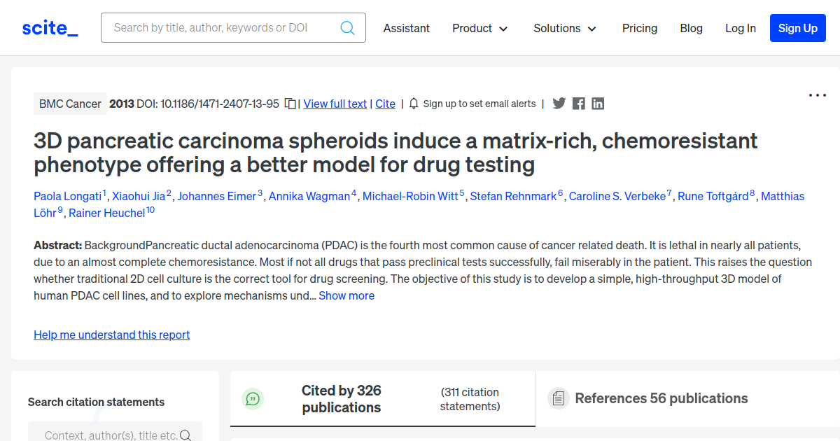 3D pancreatic carcinoma spheroids induce a matrix-rich, chemoresistant ...