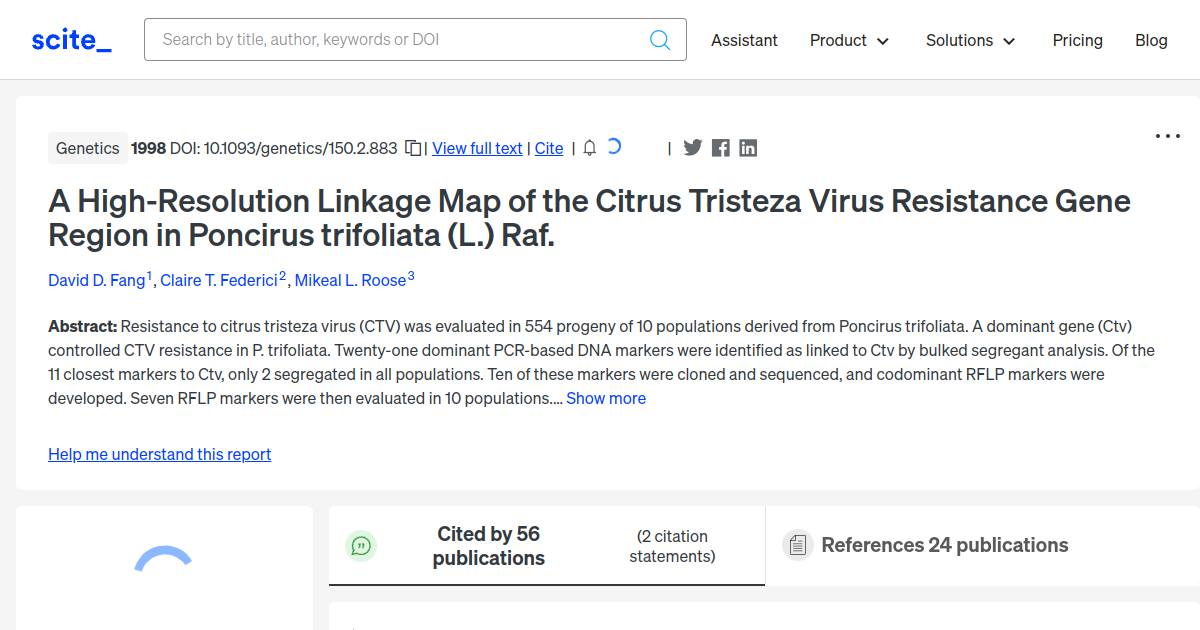 A High-Resolution Linkage Map of the Citrus Tristeza Virus Resistance ...