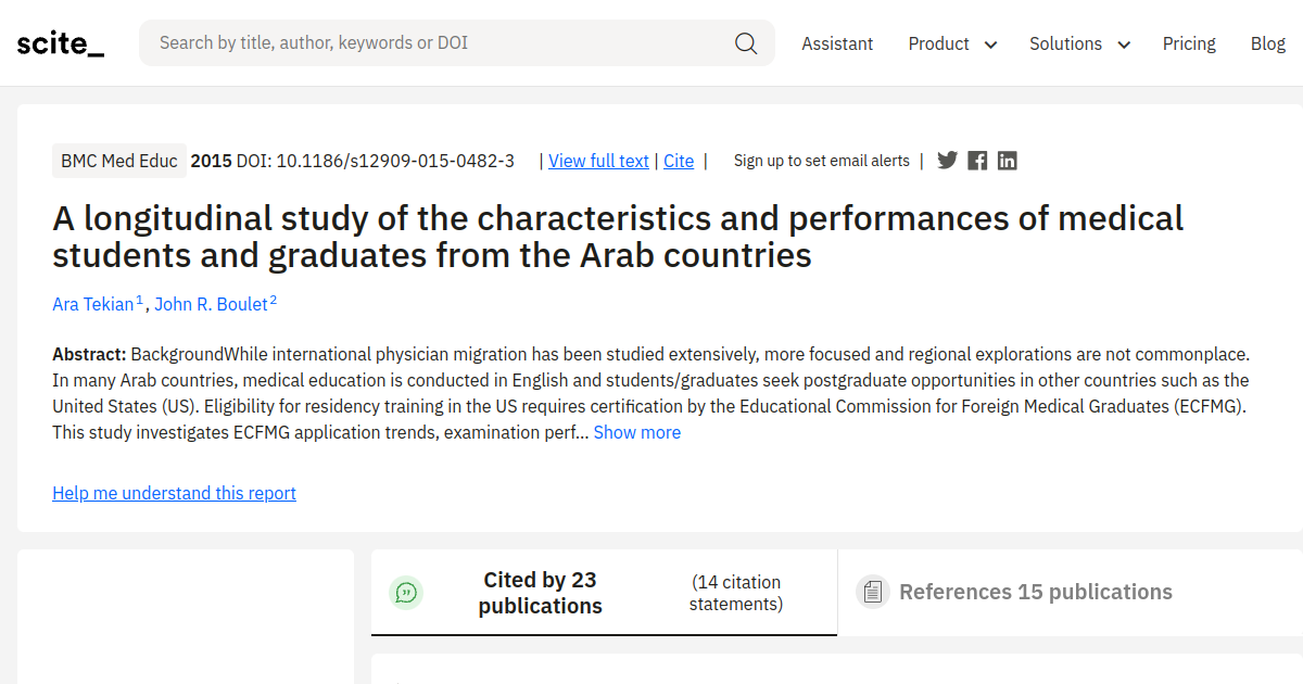A longitudinal study of the characteristics and performances of medical ...