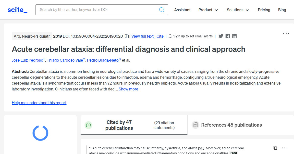 Acute cerebellar ataxia: differential diagnosis and clinical approach ...