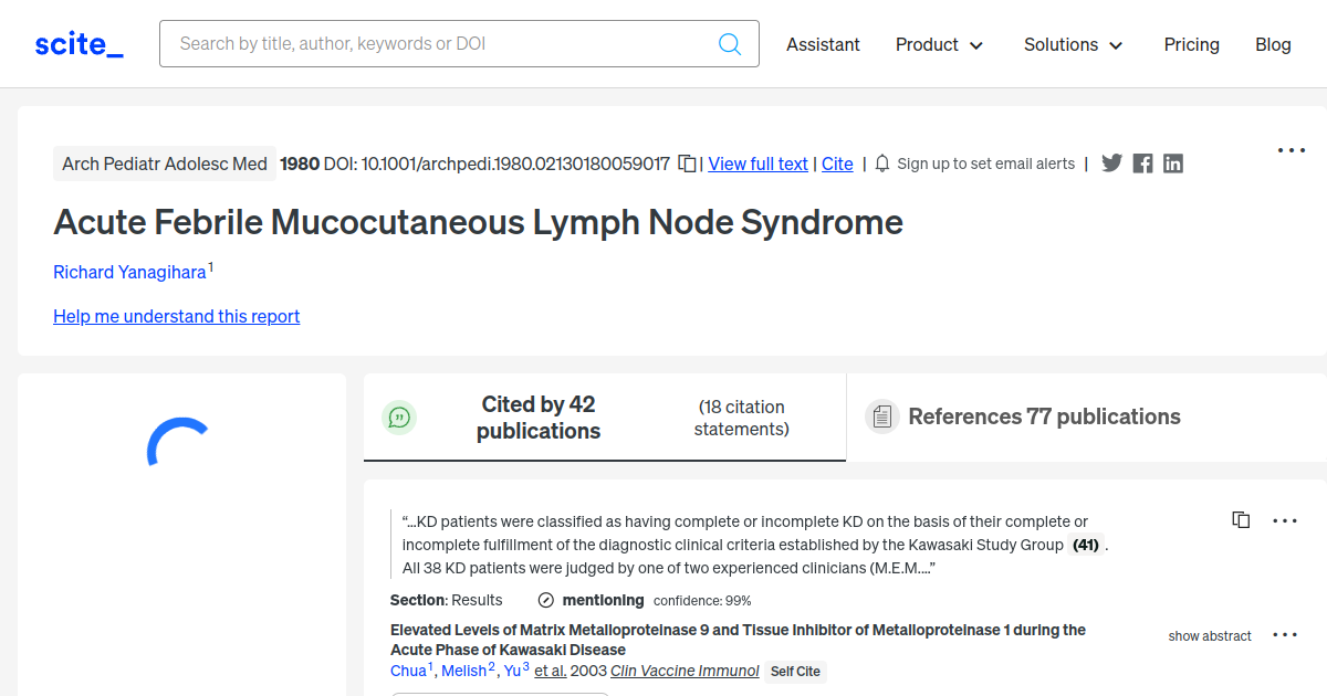 Acute Febrile Mucocutaneous Lymph Node Syndrome - [scite report]