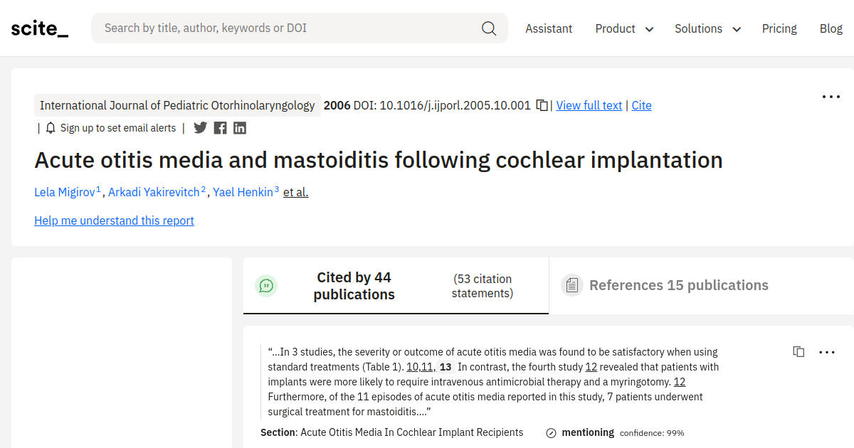 Acute otitis media and mastoiditis following cochlear implantation ...