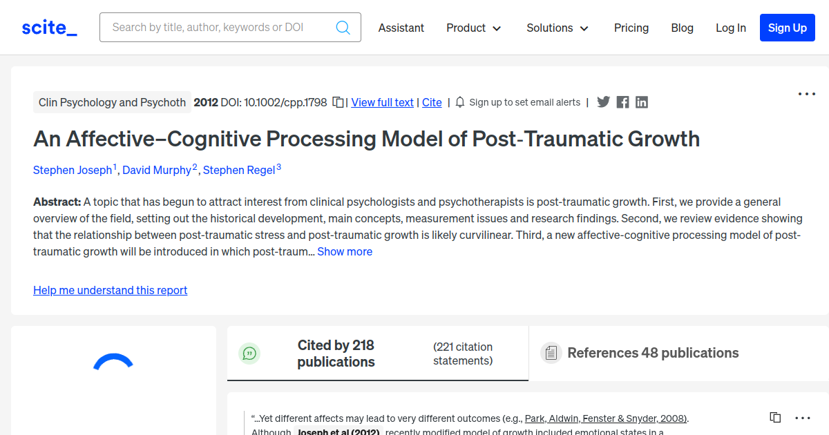 [citation report] An Affective–Cognitive Processing Model of Post ...