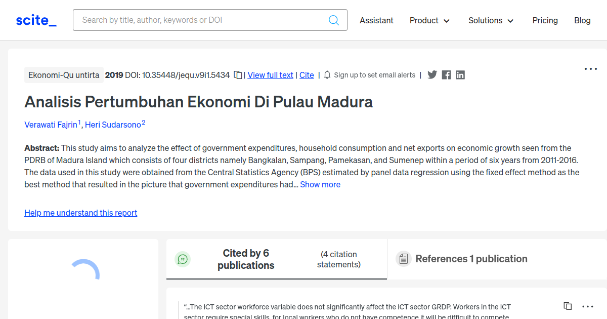 Analisis Pertumbuhan Ekonomi Di Pulau Madura - [scite report]