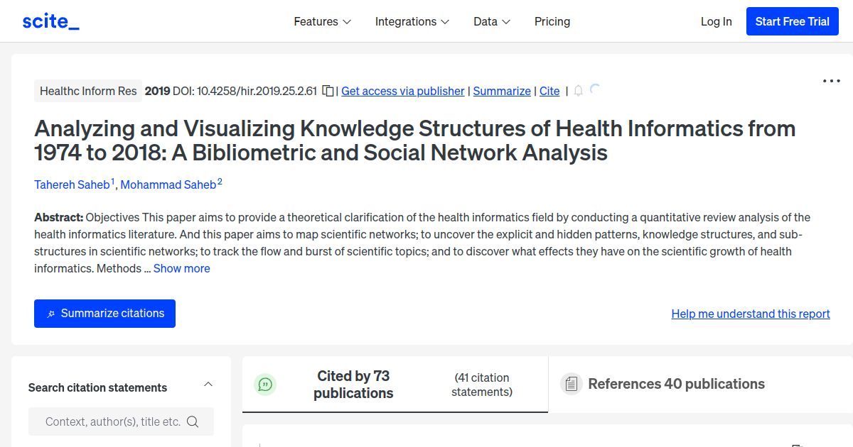 Analyzing and Visualizing Knowledge Structures of Health Informatics ...