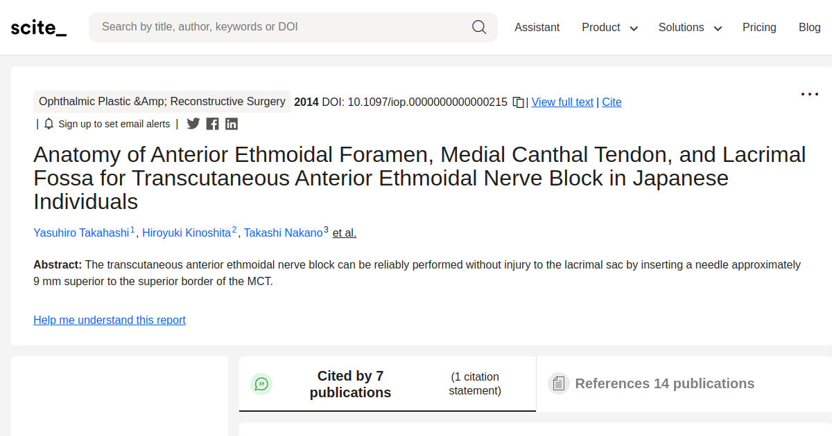 Anatomy of Anterior Ethmoidal Foramen, Medial Canthal Tendon, and ...