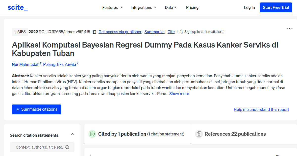 Aplikasi Komputasi Bayesian Regresi Dummy Pada Kasus Kanker Serviks di ...
