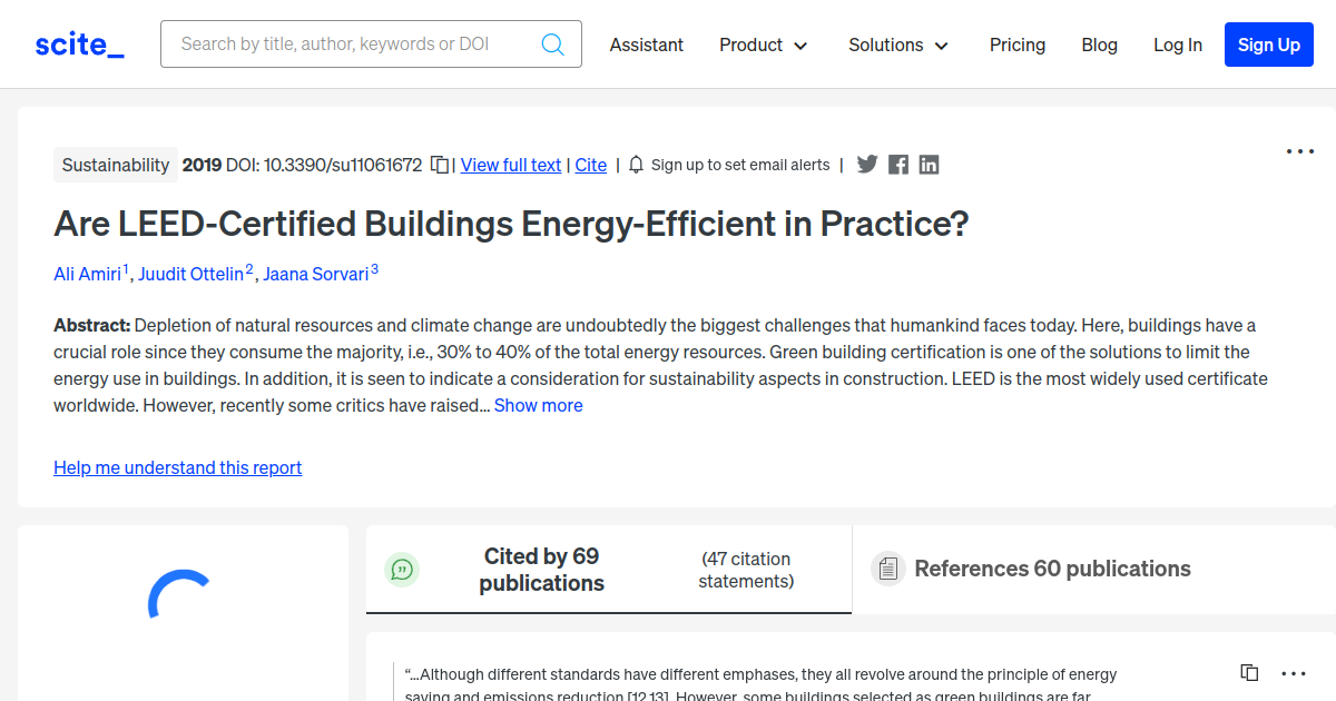 Are LEED-Certified Buildings Energy-Efficient in Practice? - [scite report]