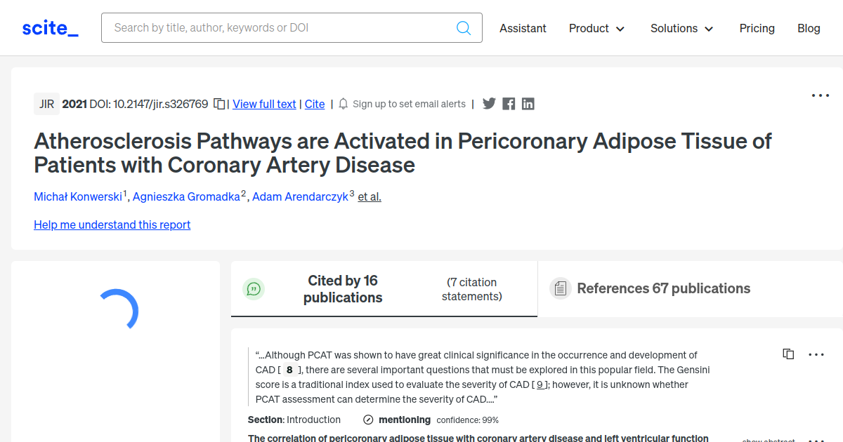 Atherosclerosis Pathways are Activated in Pericoronary Adipose Tissue ...