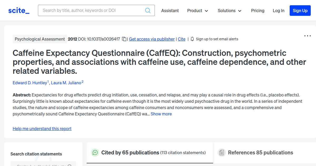 Caffeine Expectancy Questionnaire (CaffEQ): Construction, psychometric ...