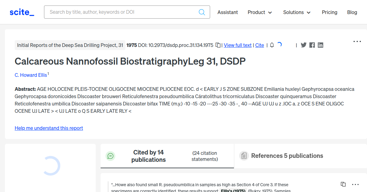 Calcareous Nannofossil Biostratigraphy Leg 31, DSDP - [scite report]