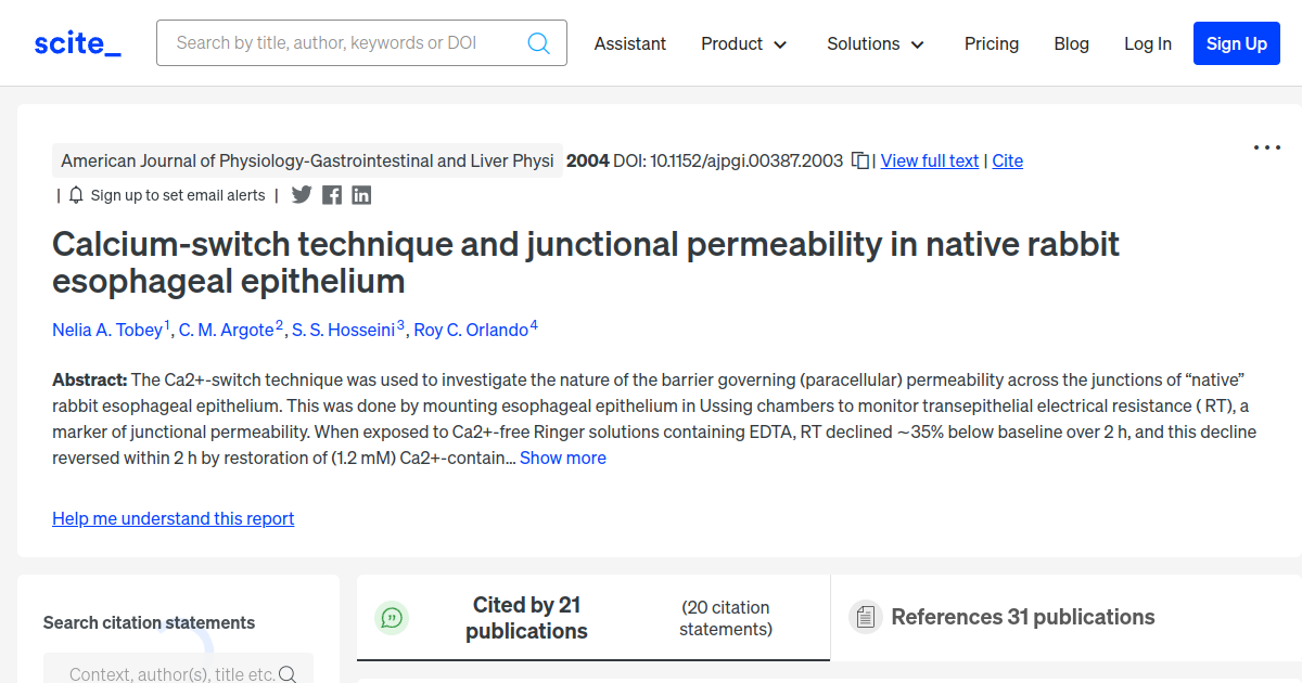 Calcium-switch technique and junctional permeability in native rabbit ...