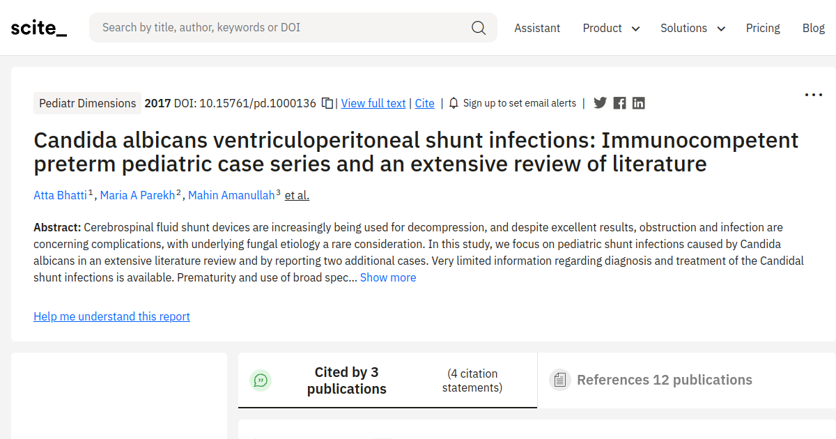 Candida albicans ventriculoperitoneal shunt infections: Immunocompetent ...