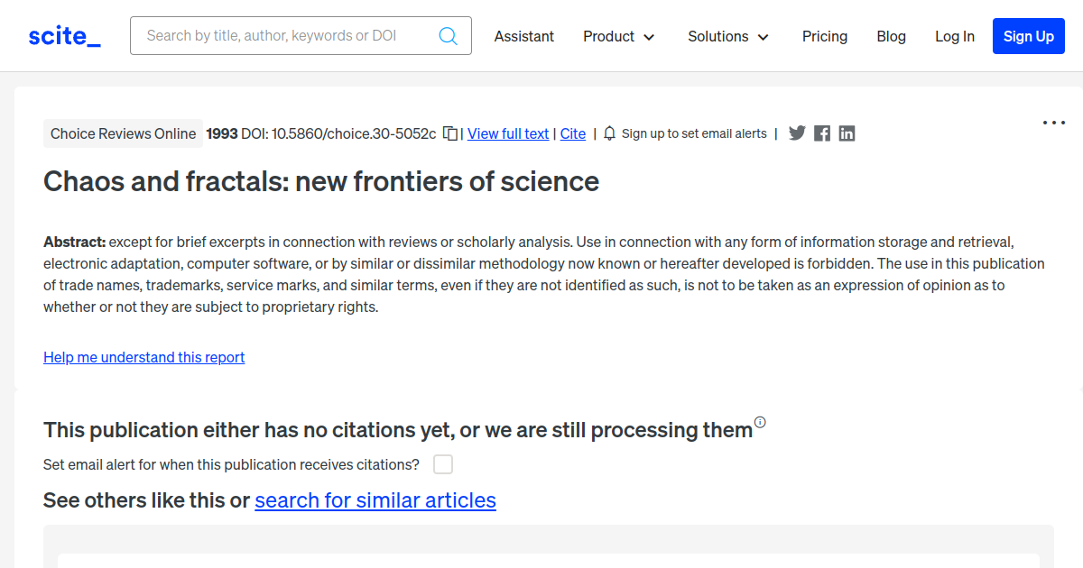 Chaos and fractals: new frontiers of science - [scite report]