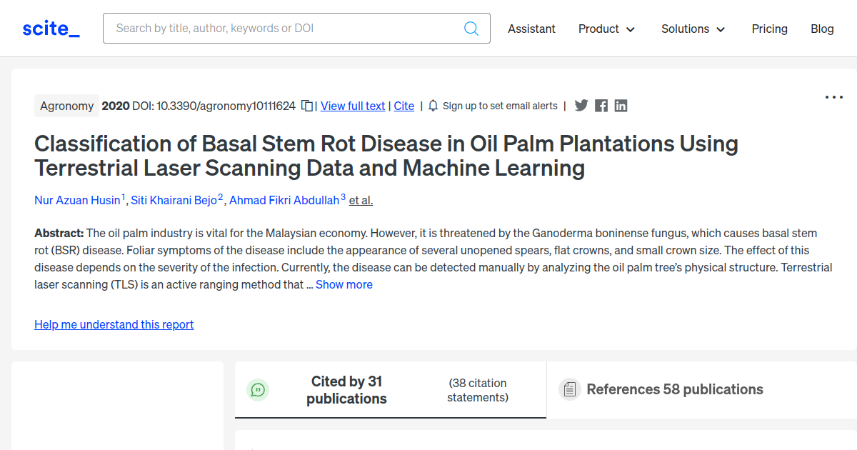 Classification of Basal Stem Rot Disease in Oil Palm Plantations Using ...