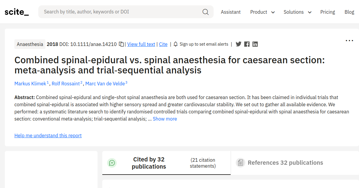 Combined spinal-epidural vs. spinal anaesthesia for caesarean section ...