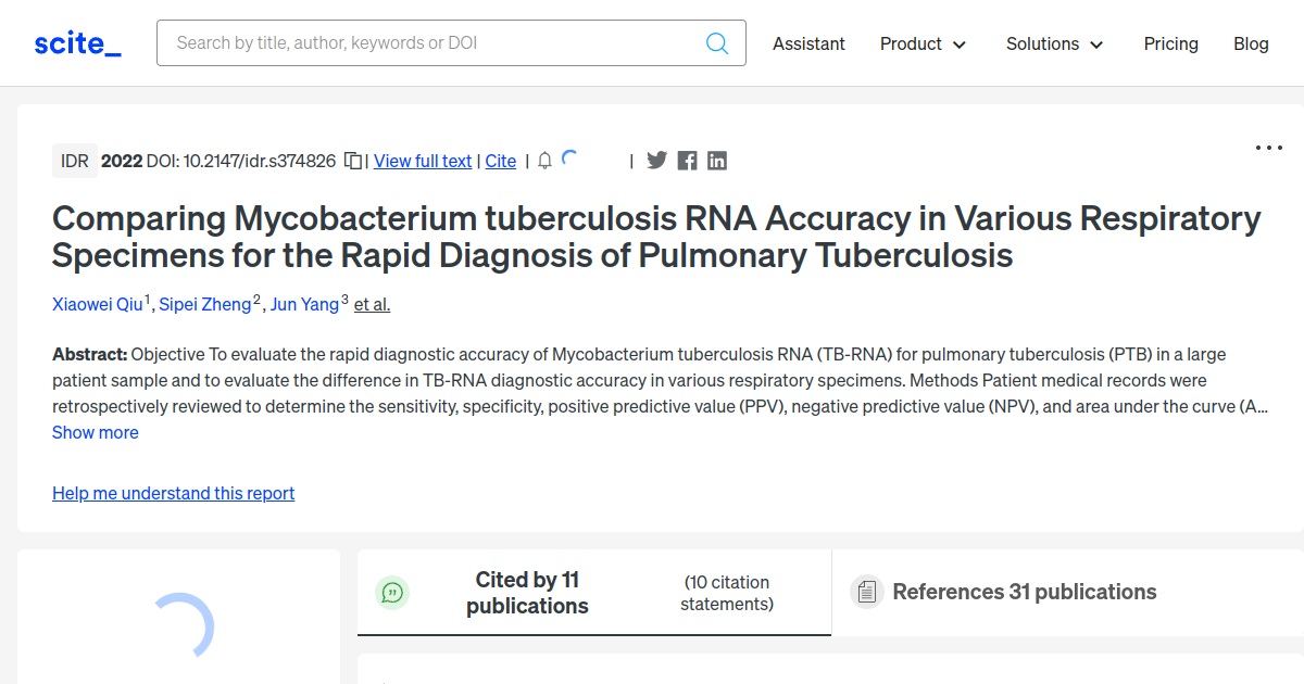 Comparing Mycobacterium tuberculosis RNA Accuracy in Various ...