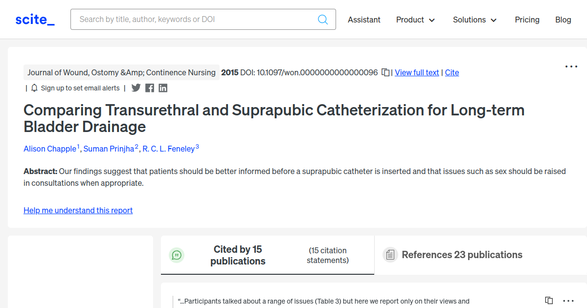 Comparing Transurethral and Suprapubic Catheterization for Long-term ...