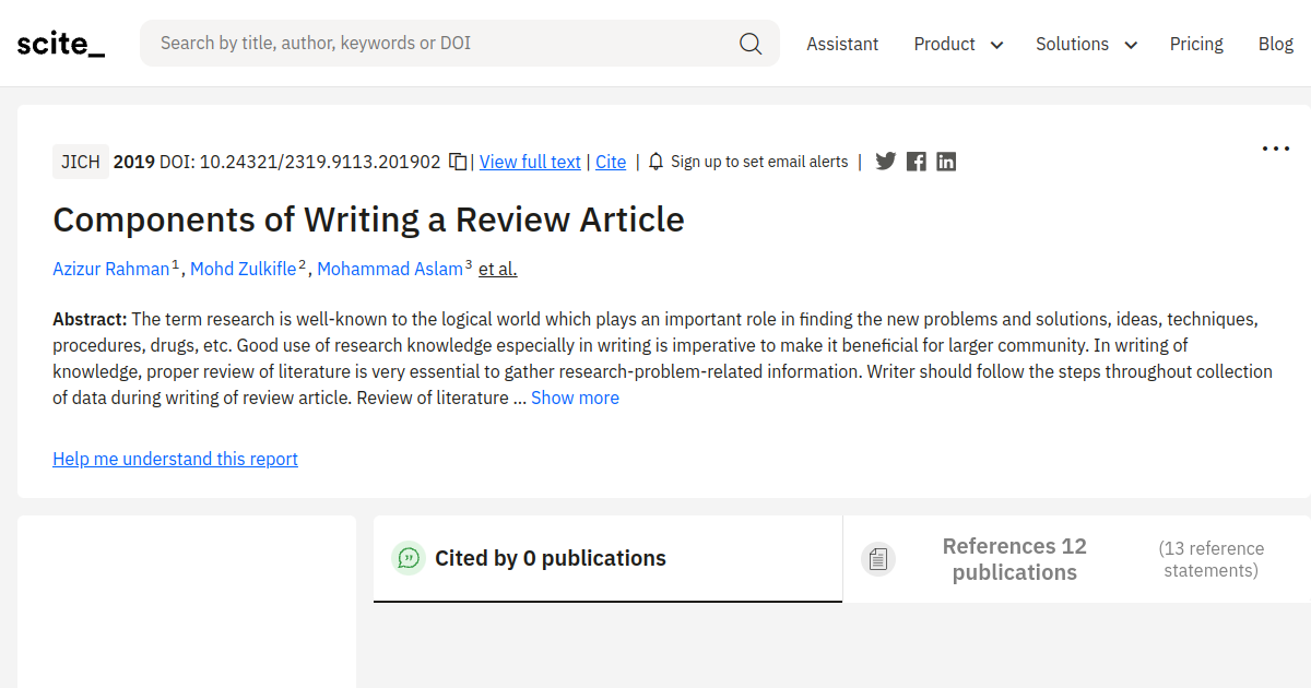 Components of Writing a Review Article - [scite report]