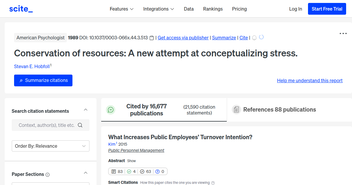 Conservation of resources: A new attempt at conceptualizing stress.