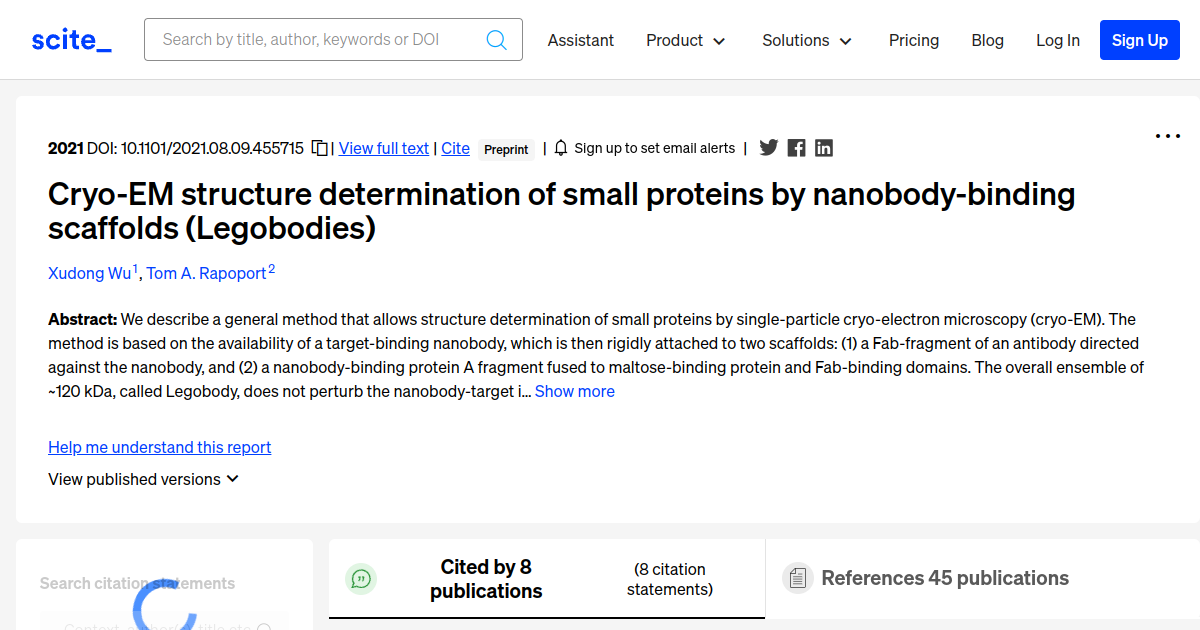 Cryo-EM structure determination of small proteins by nanobody-binding ...