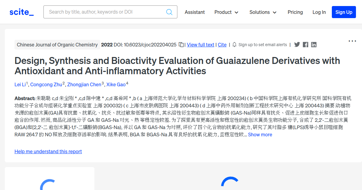 Design, Synthesis and Bioactivity Evaluation of Guaiazulene Derivatives ...