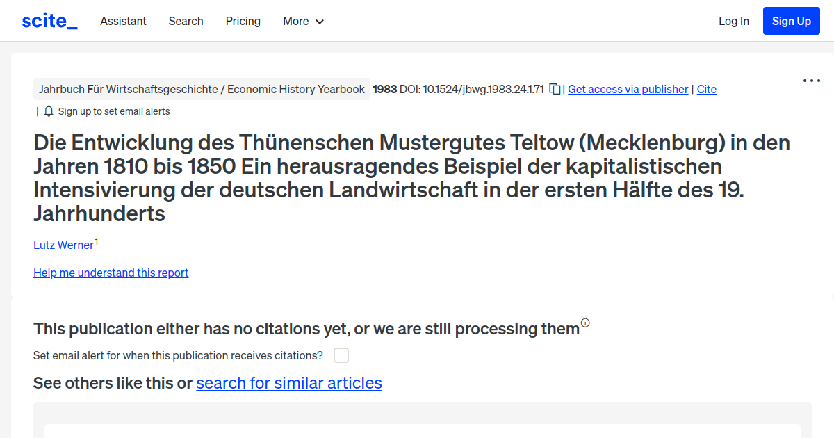 Die Entwicklung des Thünenschen Mustergutes Teltow (Mecklenburg) in den