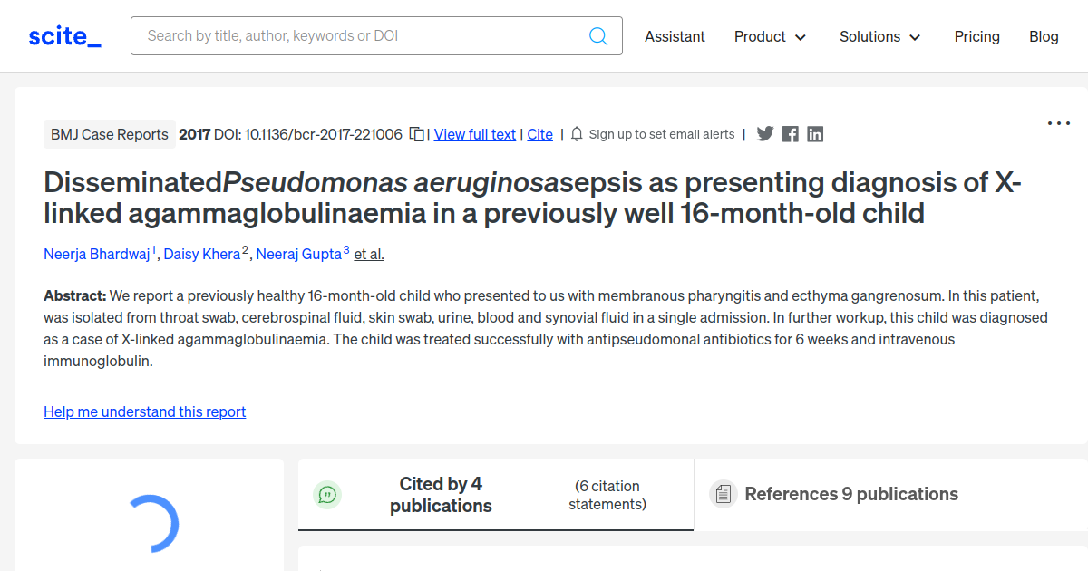 Disseminated Pseudomonas aeruginosa sepsis as presenting diagnosis of X ...