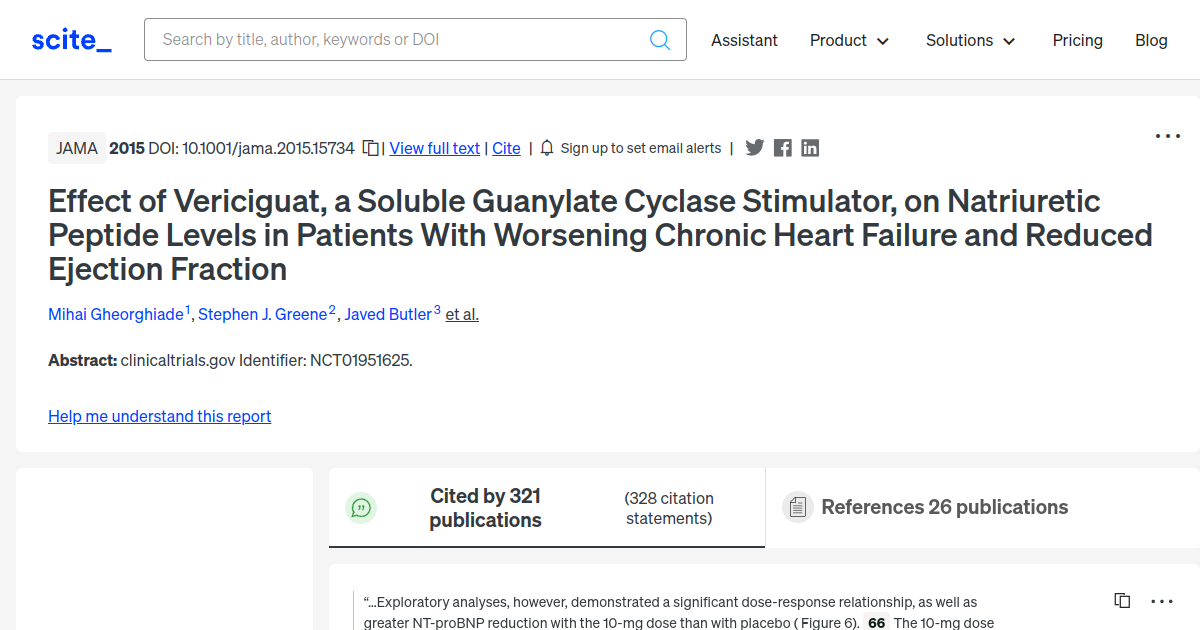 Effect of Vericiguat, a Soluble Guanylate Cyclase Stimulator, on ...